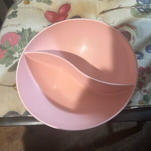 MCM vintage Stetson Pink Mel-Mac divided bowl. 9”x 3”